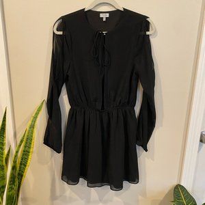 Tobi Black Low-Cut Dress with Cut-Out Sleeves